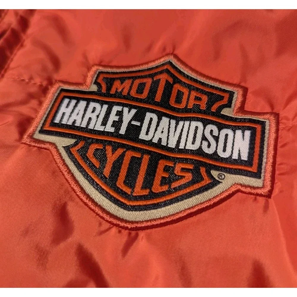 Harley-Davidson‎ Boys Bar & Shield Logo Channel Quilted Jacket Orange Puffer 6/7